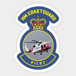 Pilot - HM Coastguard rescue Sikorsky S-92 helicopter based on coastguard insignia Sticker